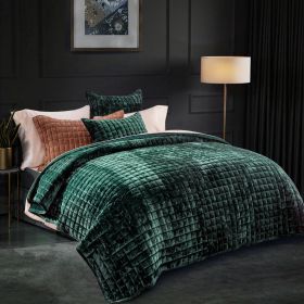 Quilt Set, Lightweight Comforter Set, Oversized Bedspread Coverlet Quilted Bedding Set, with 2 Matching Pillow Shams, (Color: Emerald Green, size: King)