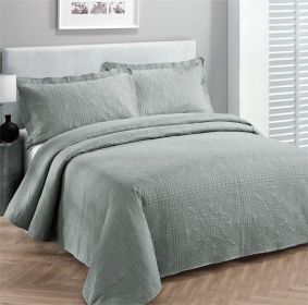 Luxury Bedspread Coverlet Embossed Bed Cover Solid New Over Size (Color: Grey, size: King California King)