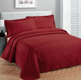 Luxury Bedspread Coverlet Embossed Bed Cover Solid New Over Size (Color: Red, size: King California King)