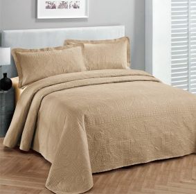 Luxury Bedspread Coverlet Embossed Bed Cover Solid New Over Size (Color: Taupe, size: King California King)