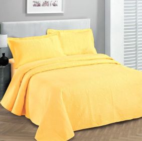 Luxury Bedspread Coverlet Embossed Bed Cover Solid New Over Size (Color: Yellow, size: Full Queen)