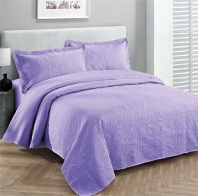 Luxury Bedspread Coverlet Embossed Bed Cover Solid New Over Size (Color: Lavender, size: King California King)