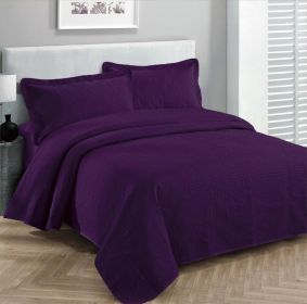 Luxury Bedspread Coverlet Embossed Bed Cover Solid New Over Size (Color: Purple, size: King California King)