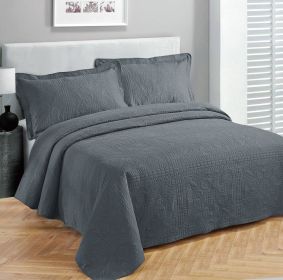 Luxury Bedspread Coverlet Embossed Bed Cover Solid New Over Size (Color: Charcoal, size: King California King)