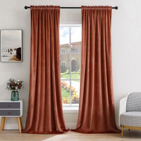 Curtains Thermal Insulated Blackout Curtain Drapes for Bedroom Living Room Darkening Long Curtains Panels Rod Pocket Set of 2 (Color: Terracotta, size: 52 W 84 L)