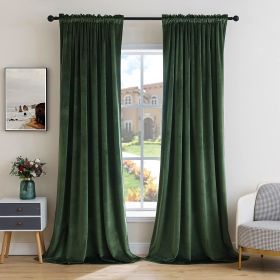 Curtains Thermal Insulated Blackout Curtain Drapes for Bedroom Living Room Darkening Long Curtains Panels Rod Pocket Set of 2 (Color: Olive Green, size: 52 W 96 L)