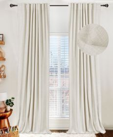 100% Blackout Shield Linen Blackout Curtains for Bedroom 96 Inches Long,Back Tab/Rod Pocket Living Room Drapes, (Color: Light Cream, size: 50 W x 96 L)