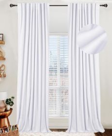 100% Blackout Shield Linen Blackout Curtains for Bedroom 96 Inches Long,Back Tab/Rod Pocket Living Room Drapes, (Color: Bright White, size: 50 W x 96 L)