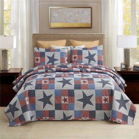 3-Piece Quilt Set with 2 Pillow Shams- Boho Reversible Soft and Lightweight Quilt Bedding Bedspread Coverlet Set (Color: Star, size: King)