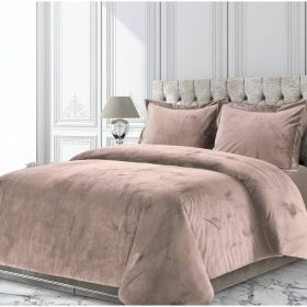 Venice Velvet Oversized Solid Duvet Set, 3pieces (Color: Taupe, size: Twin)