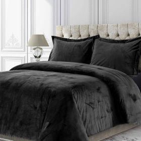 Venice Velvet Oversized Solid Duvet Set, 3pieces (Color: Steel Grey, size: King)