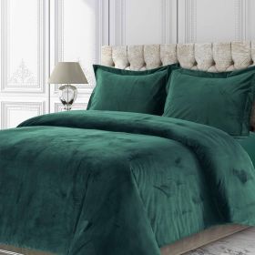 Venice Velvet Oversized Solid Duvet Set, 3pieces (Color: Teal, size: Queen)