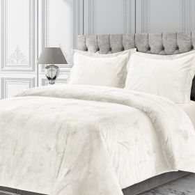 Venice Velvet Oversized Solid Duvet Set, 3pieces (Color: Ivory, size: Queen)