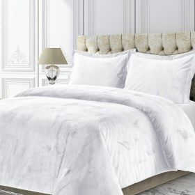 Venice Velvet Oversized Solid Duvet Set, 3pieces (Color: White, size: Queen)