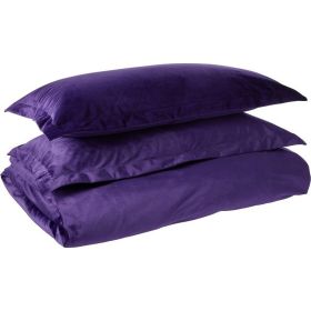 Venice Velvet Oversized Solid Duvet Set, 3pieces (Color: Purple, size: Twin)