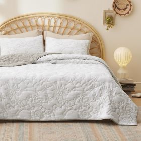 Coverlet Queen Size -Quilt Bedding , Corduroy Pattern Quilt Set, 3 Pieces, 1 Quilt (90"x96") & 2 Pillow Shams (20"x26"+2") (Color: Linen - Celestial)