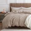 100% Cotton Waffle Weave Coconut White Duvet Cover Queen Size, Soft and Breathable Queen Duvet Cover Set