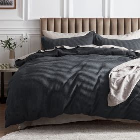 100% Cotton Waffle Weave Coconut White Duvet Cover Queen Size, Soft and Breathable Queen Duvet Cover Set (Color: Charcoal, size: King (104  x 90 ))