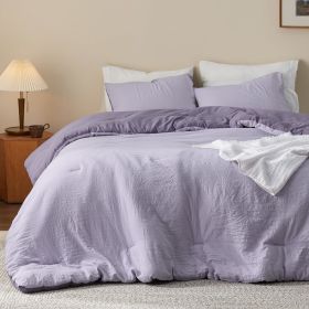 Bedsure Comforter Set, Soft Prewashed Bed Comforter for All Seasons, 1 Comforter and 2 Pillowcases, Queen, King, Twin, Full, (Color: Purple-Lavender, size: King 104x90)