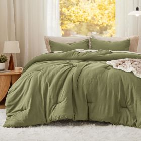 Bedsure Comforter Set, Soft Prewashed Bed Comforter for All Seasons, 1 Comforter and 2 Pillowcases, Queen, King, Twin, Full, (Color: Olive Green, size: Queen 90x90)