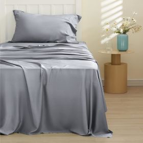 Bedsure cooling sheet set, Rayon Derived from Bamboo, Deep Pocket Up to 16", Breathable & Soft, Hotel Luxury Silky Bedding Sheet (Color: Silver Grey, size: California King)