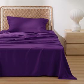 Bedsure cooling sheet set, Rayon Derived from Bamboo, Deep Pocket Up to 16", Breathable & Soft, Hotel Luxury Silky Bedding Sheet (Color: Plum, size: Full)