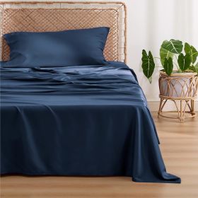 Bedsure cooling sheet set, Rayon Derived from Bamboo, Deep Pocket Up to 16", Breathable & Soft, Hotel Luxury Silky Bedding Sheet (Color: Navy, size: King)