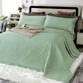 Oversized King Plus Szie Quilt Set 3 Pieces,128"x120" Extra Large King Size Bedspreads Lightweight Comforter Reversible Coverlet (Color: Sage Green-, size: Oversized King Plus)