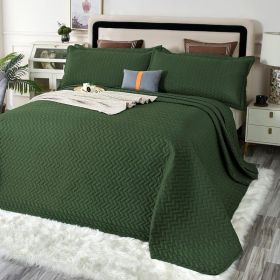 Oversized King Plus Szie Quilt Set 3 Pieces,128"x120" Extra Large King Size Bedspreads Lightweight Comforter Reversible Coverlet (Color: Olive Green-, size: Oversized King Plus)