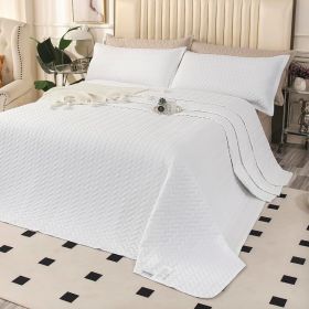 Oversized King Plus Szie Quilt Set 3 Pieces,128"x120" Extra Large King Size Bedspreads Lightweight Comforter Reversible Coverlet (Color: White- Herringbone, size: Oversized King Plus)