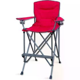 RMS Extra Tall Folding Chair - Bar Height Director Chair for Camping, Home Patio and Sports - Portable and Collapsible (Color: Red)