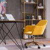 Modern Velvet Adjustable Height 360 Revolving Home Office Chair With Gold Metal Legs And Universal Wheel For Indoor