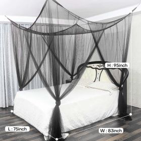 US 4 corner column beds, elegant curtains, mosquito nets, all/King/King Size (Color: Blake)