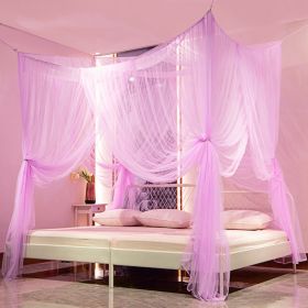 US 4 corner column beds, elegant curtains, mosquito nets, all/King/King Size (Color: Purple)