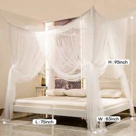 US 4 corner column beds, elegant curtains, mosquito nets, all/King/King Size (Color: White)