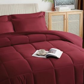 Black King Size Comforter Set - 7 Pieces,Bed in a Bag Bedding Sets with All Season Soft Quilted Warm Fluffy Reversible Comforter (Color: Burgandy, size: Full)