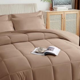 Black King Size Comforter Set - 7 Pieces,Bed in a Bag Bedding Sets with All Season Soft Quilted Warm Fluffy Reversible Comforter (Color: Beige, size: California King)