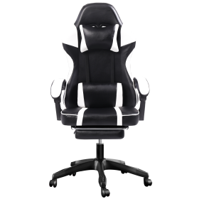 Ergonomic Gaming Chair with Footrest, High-Back Video Game Chair Computer Chair, Office Chair with Headrest and Lumbar, PU Leath (Color: White)