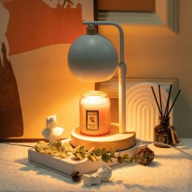 Electric Candle Warmer Wax Melting Light WithTimer Dimmable Height Creative Aromatherapy Table Wooden Base Bedside Decor (Body Color: UK Plug, Emitting Color: white)