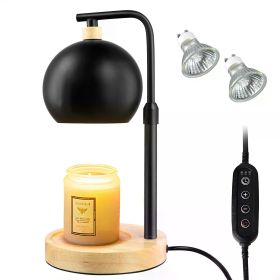 Electric Candle Warmer Wax Melting Light WithTimer Dimmable Height Creative Aromatherapy Table Wooden Base Bedside Decor (Body Color: US Plug, Emitting Color: Black)