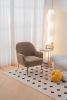 Modern Soft Teddy fabric Ivory Ergonomics Accent Chair Living Room Chair Bedroom Chair Home Chair With Gold Legs And Adjustable Legs For Indoor Home