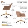 Modern Velvet Fabric Material Adjustable Height 360 revolving Home Office Chair with Gold Metal Legs and Universal Wheels for Indoor