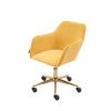 Modern Velvet Fabric Material Adjustable Height 360 revolving Home Office Chair with Gold Metal Legs and Universal Wheels for Indoor