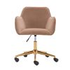 Modern Velvet Fabric Material Adjustable Height 360 revolving Home Office Chair with Gold Metal Legs and Universal Wheels for Indoor