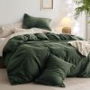 100%Washed Cotton Duvet Cover Minimalist Duvet Cover Linen Like 3 Pieces Plain Simple Cotton Duvet Cover Set with 2 Pillow Shams