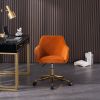 Modern Velvet Adjustable Height 360 Revolving Home Office Chair With Gold Metal Legs And Universal Wheel For Indoor