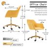 Modern Velvet Fabric Material Adjustable Height 360 revolving Home Office Chair with Gold Metal Legs and Universal Wheels for Indoor