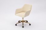 Modern Velvet Fabric Material Adjustable Height 360 revolving Home Office Chair with Gold Metal Legs and Universal Wheels for Indoor