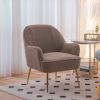 Modern Soft Teddy fabric Ivory Ergonomics Accent Chair Living Room Chair Bedroom Chair Home Chair With Gold Legs And Adjustable Legs For Indoor Home