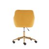 Modern Velvet Fabric Material Adjustable Height 360 revolving Home Office Chair with Gold Metal Legs and Universal Wheels for Indoor